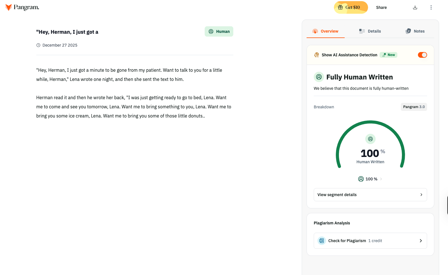 Pangram Detailed Analysis