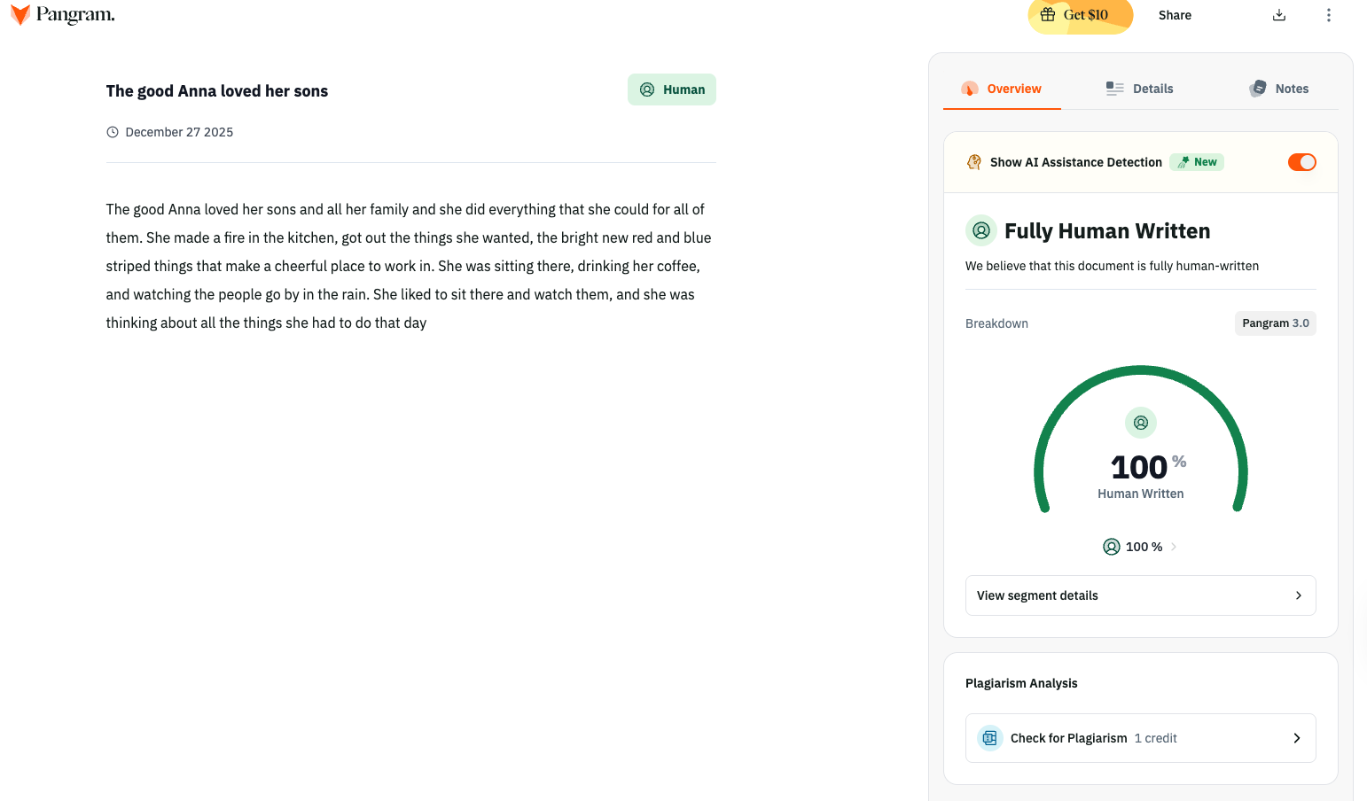 Pangram Writing Style Breakdown
